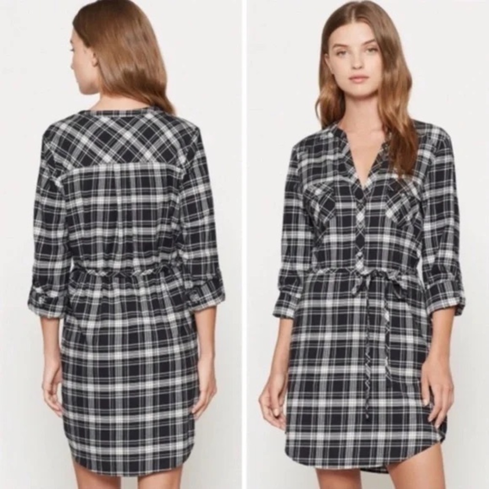 Soft Joie Black and White Plaid Mini Dress
